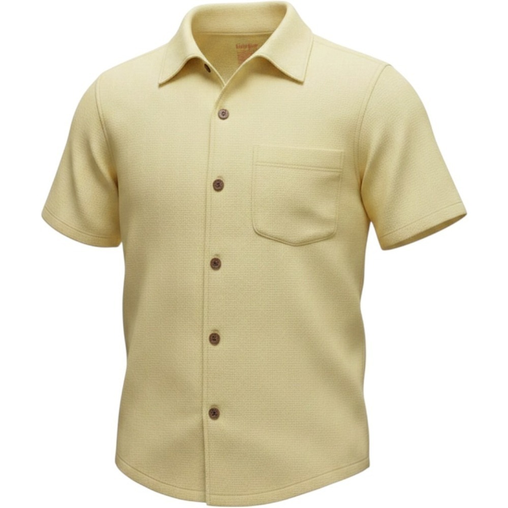 Boys Casual/Formal Yellow Textured Short Sleeve Button Down Shirt Size M 8